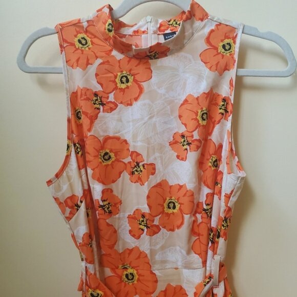 NWOT XS/S Shein Orange Floral Midi - Picture 4 of 10